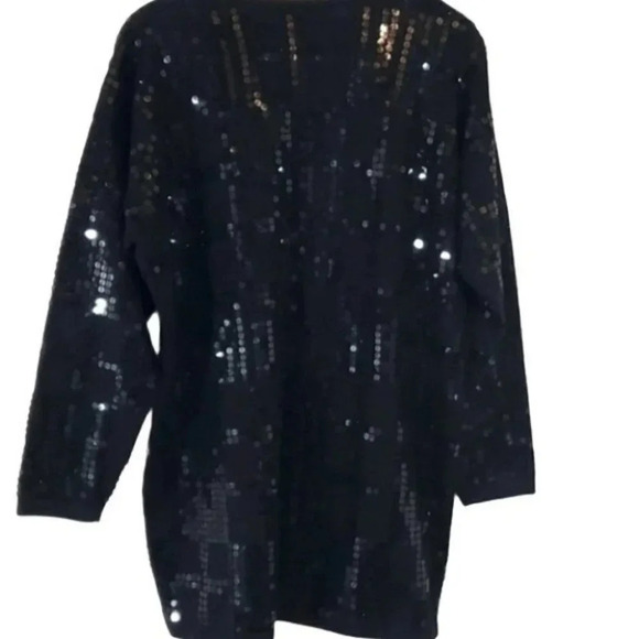 Lord & Taylor exquisite black sequin‎ oversized sweater size M - Picture 1 of 6